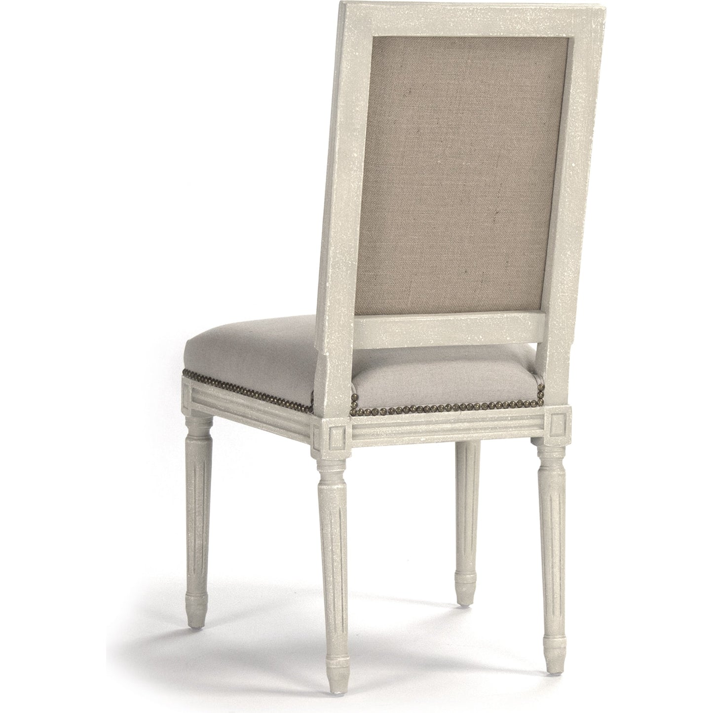 003 S-337606 | Additional Silo | Louis Cane Back Side Chair by Zentique in natural linen, burlap and distressed ivory oak. Made from distressed ivory birch in a modern style.