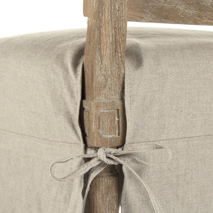 Benoit Side Chair by Zentique in natural linen and limed gray oak. Made from limed grey oak in a cottage & farmhouse style.