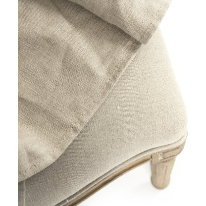 Benoit Side Chair by Zentique in natural linen and limed gray oak. Made from limed grey oak in a cottage & farmhouse style.