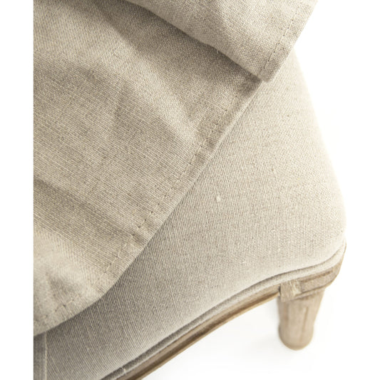 Benoit Side Chair by Zentique in natural linen and limed gray oak. Made from limed grey oak in a cottage & farmhouse style.