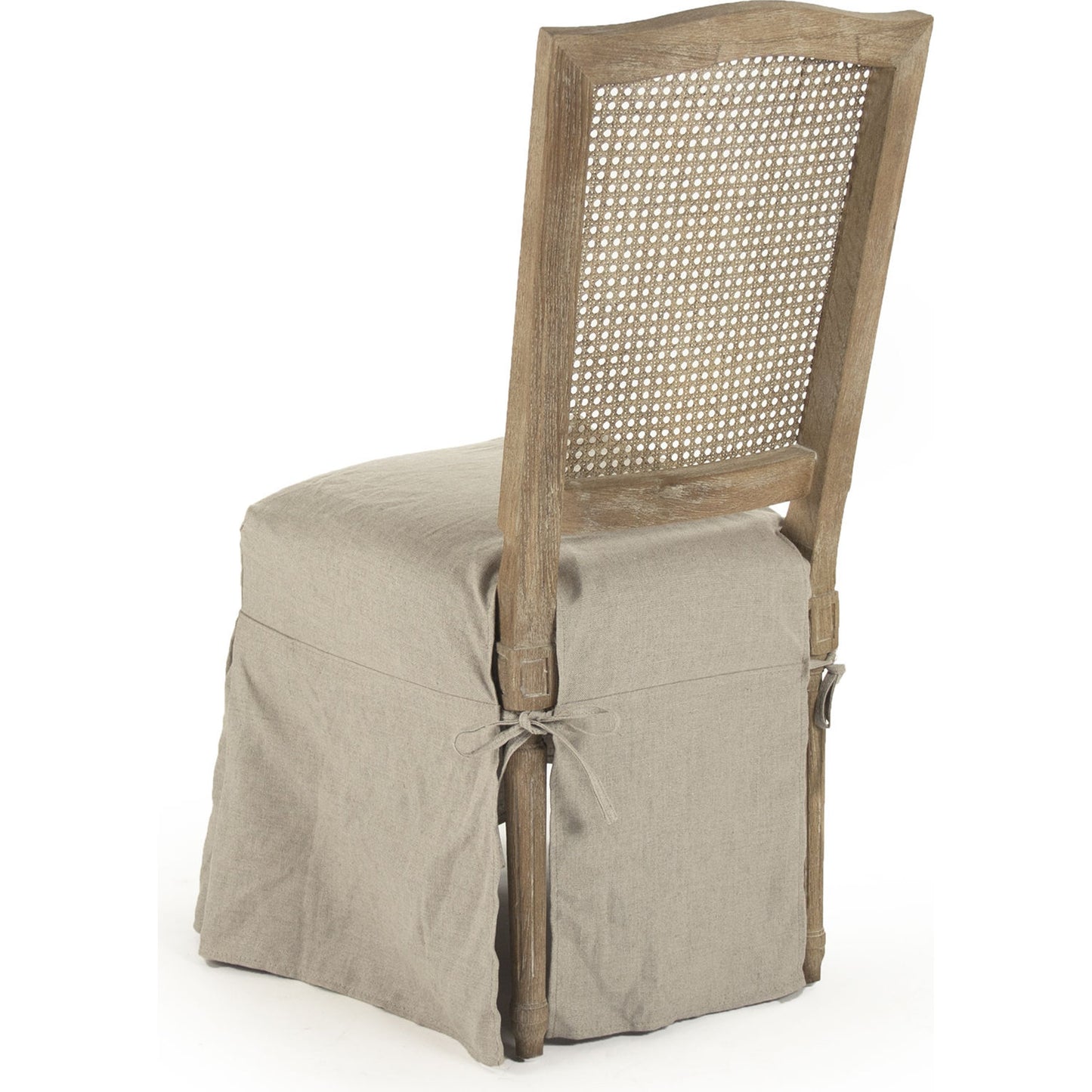 002 S-336717 | Closeup | Benoit Side Chair by Zentique in natural linen and limed gray oak. Made from limed grey oak in a cottage & farmhouse style.