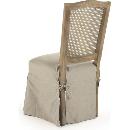 Benoit Side Chair by Zentique in natural linen and limed gray oak. Made from limed grey oak in a cottage & farmhouse style.