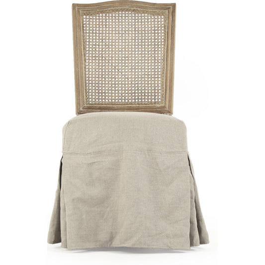 Benoit Side Chair by Zentique in natural linen and limed gray oak. Made from limed grey oak in a cottage & farmhouse style.
