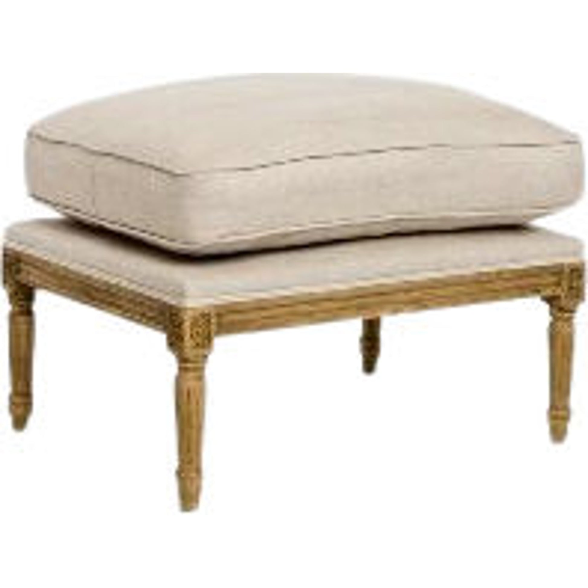 Louis Ottoman by Zentique. Made from limed grey oak in a traditional style.