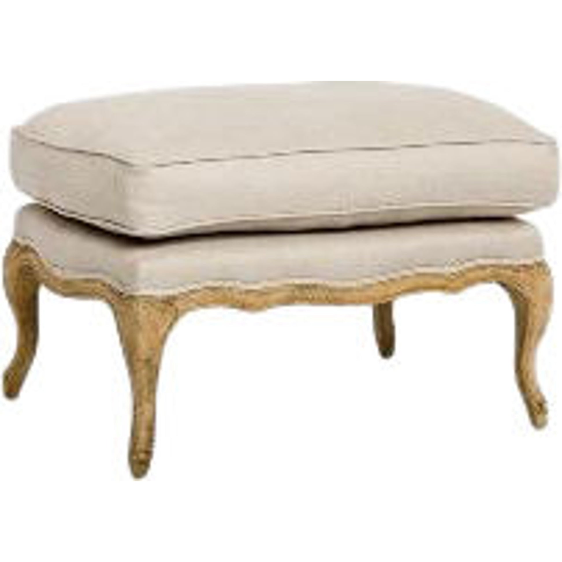 Bastille Ottoman by Zentique in natural linen and natural oak. Made from natural oak in a cottage & farmhouse style.