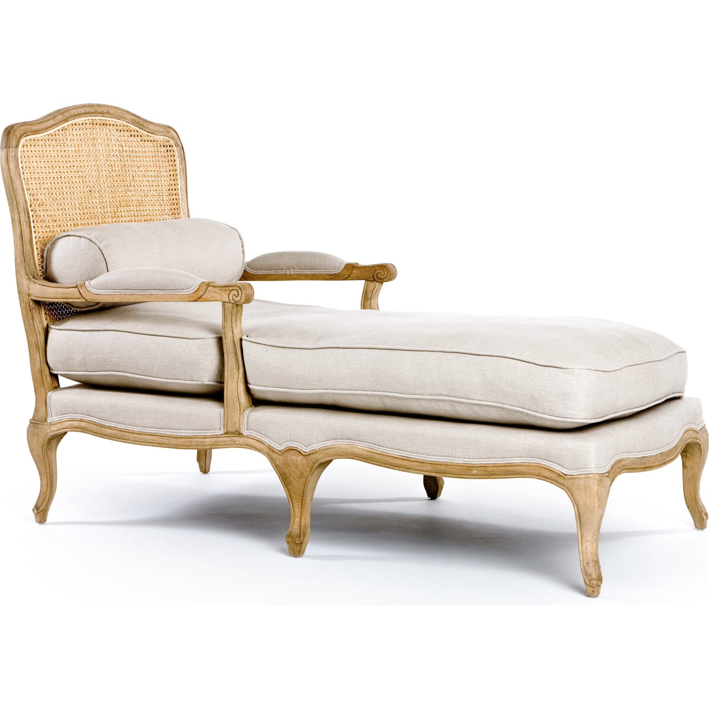 003 S-336675 | Additional Silo | Bastille Chaise Lounge by Zentique in natural oak, natural linen and oak. Made from oak in a cottage & farmhouse style.