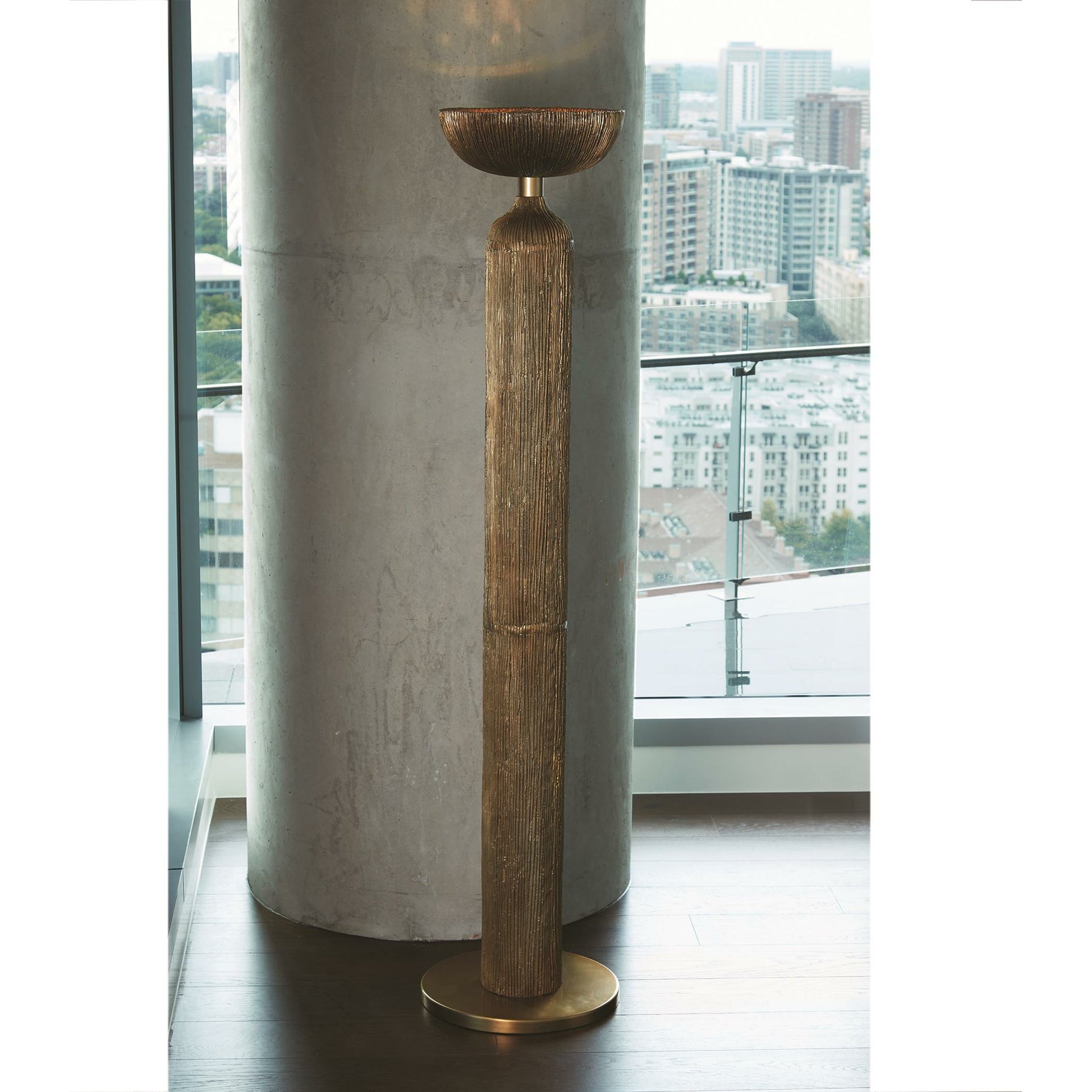 Ege Floor Lamp by Global Views in bronze. Made from aluminum in a eclectic & global style.