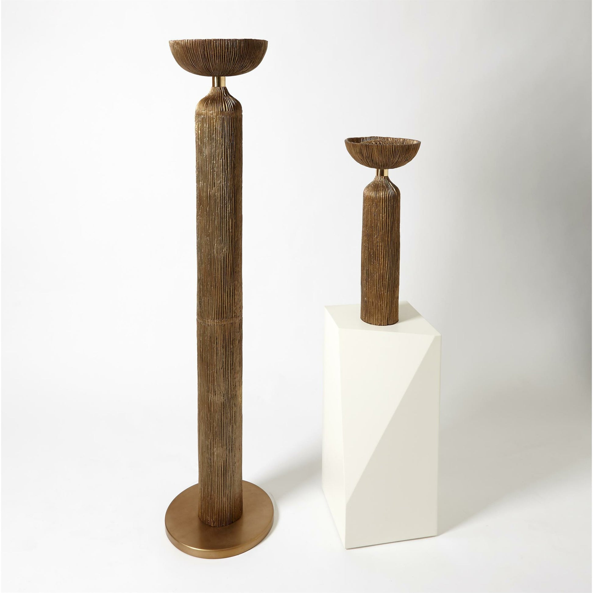 Ege Floor Lamp by Global Views in bronze. Made from aluminum in a eclectic & global style.