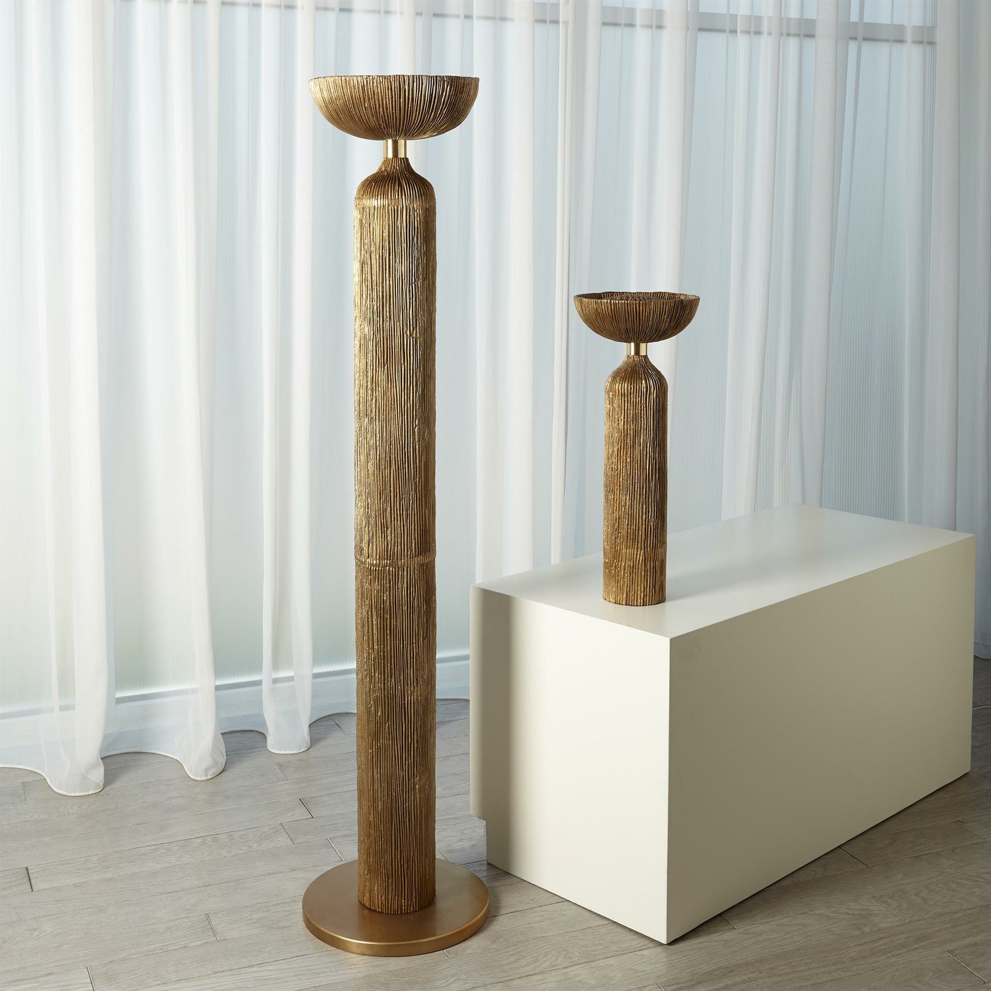 Ege Floor Lamp by Global Views in bronze. Made from aluminum in a eclectic & global style.