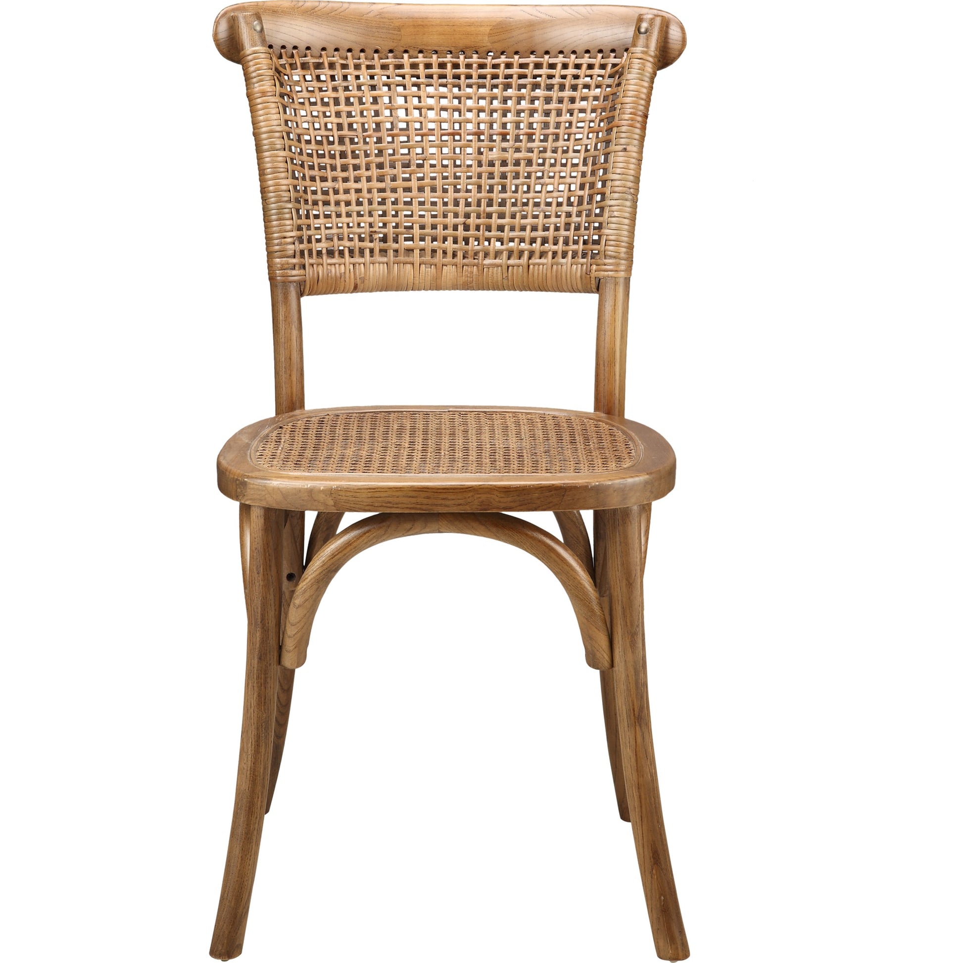 Churchill Dining Chair Antique (Set of 2) by Moe's Home Collection in light brown and brown. Made from solid elm wood, rattan in a traditional style.