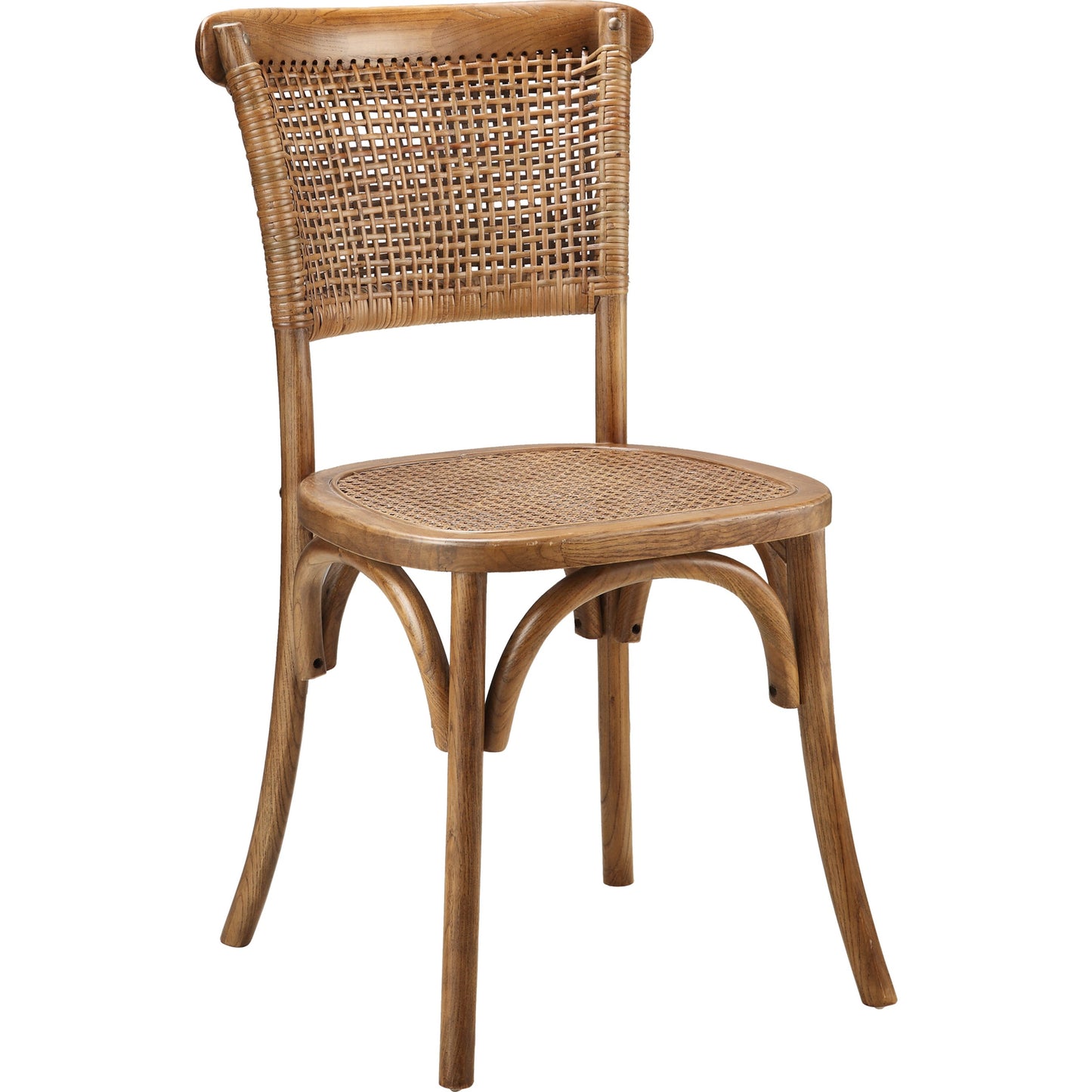005 S-699246 | Additional Silo | Churchill Dining Chair Antique (Set of 2) by Moe's Home Collection in light brown and brown. Made from solid elm wood, rattan in a traditional style.