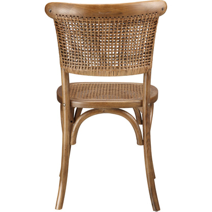 Churchill Dining Chair Antique (Set of 2) by Moe's Home Collection in light brown and brown. Made from solid elm wood, rattan in a traditional style.
