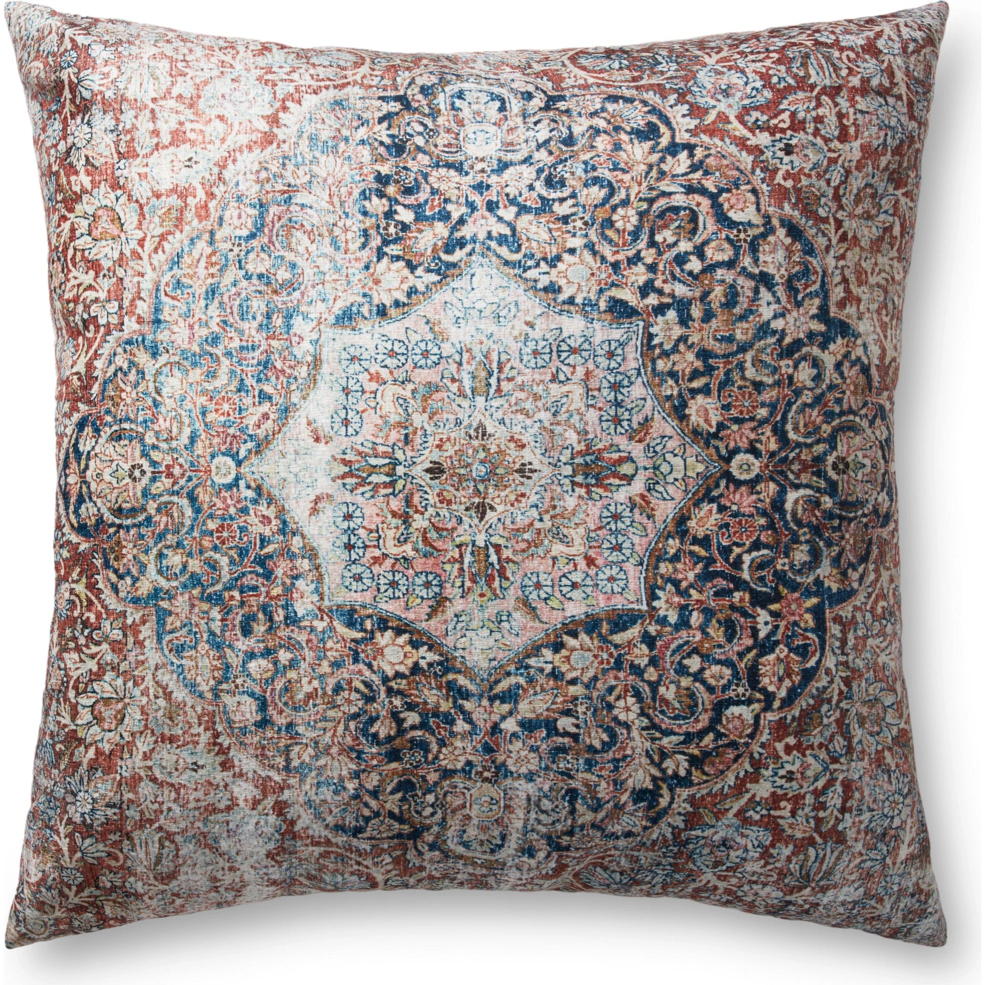 FP0008 Pillow by Loloi in red, navy. Made from 100% polyester in a traditional style.