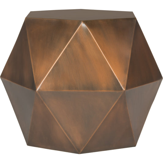Astrid Faceted Side Table by Safavieh in copper. Made from 90% iron, 10% wood in a eclectic & global style.