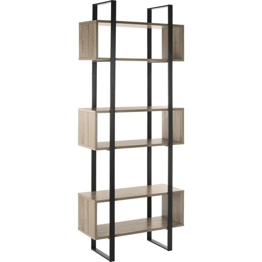 Adhara Etagere by Safavieh in oak, black. Made from mdf in a modern style.