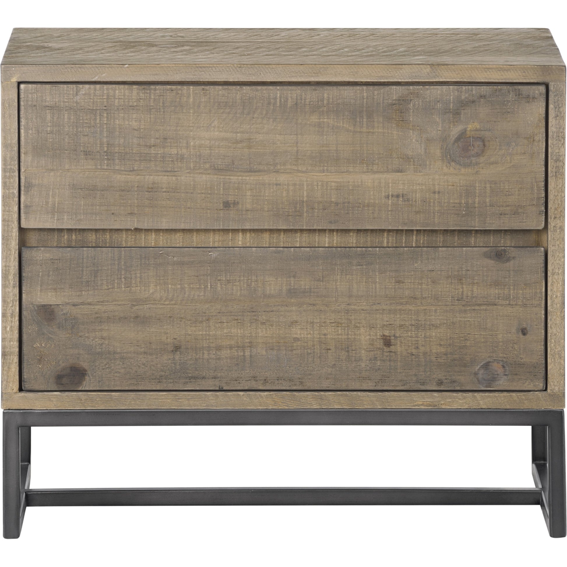 Elena Nightstand by Moe's Home Collection in light brown and nc lacquer (matt). Made from solid pine wood, metal base in a modern style.
