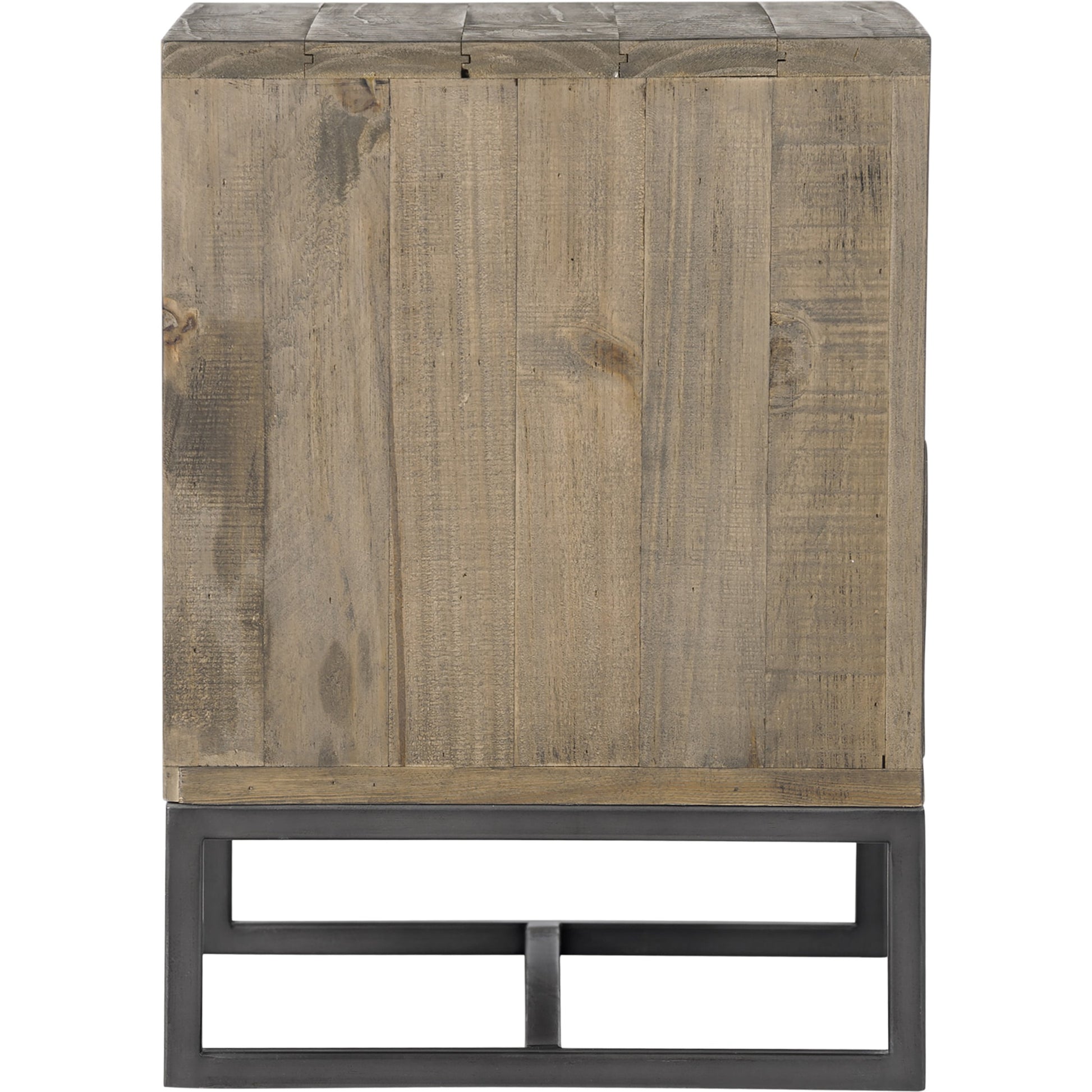 Elena Nightstand by Moe's Home Collection in light brown and nc lacquer (matt). Made from solid pine wood, metal base in a modern style.