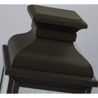 Pediment Outdoor Sconce by Generation Lighting in dark weathered zinc. Made from stainless steel in a traditional style.
