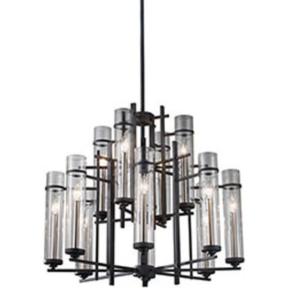 Ethan Multi-Tier Chandelier by Generation Lighting in antique forged iron, brushed steel. Made from steel in a modern style.