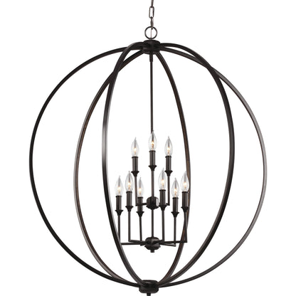 Corinne Chandelier by Generation Lighting in polished nickel. Made from steel in a modern style.