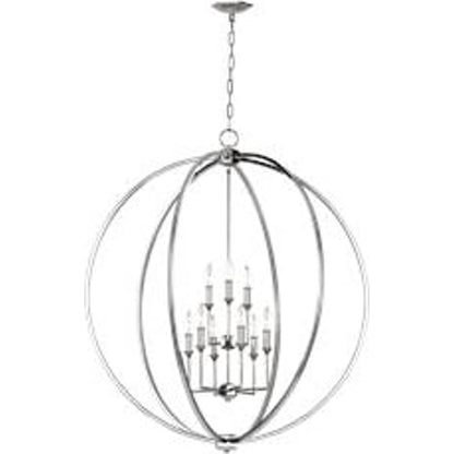 Corinne Chandelier by Generation Lighting in polished nickel. Made from steel in a modern style.