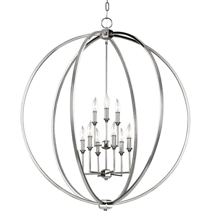 Corinne Chandelier by Generation Lighting in polished nickel. Made from steel in a modern style.