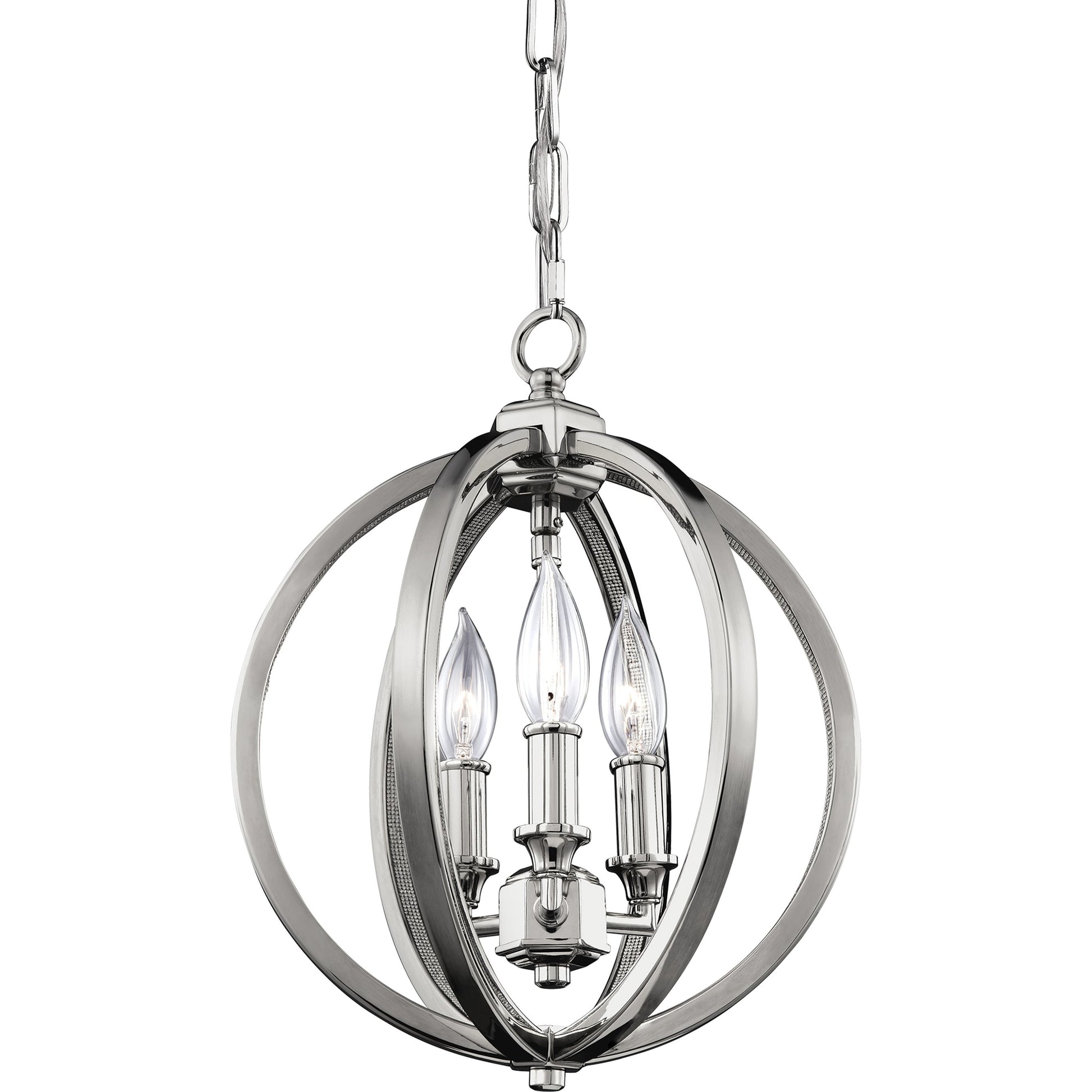 Corinne Globe Pendant by Generation Lighting in polished nickel. Made from unique in a modern style.