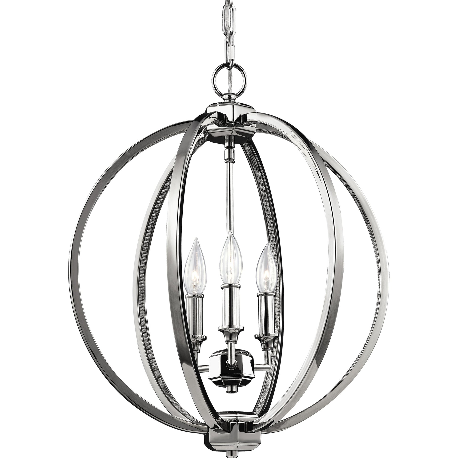 Corinne Globe Pendant by Generation Lighting in polished nickel. Made from unique in a modern style.