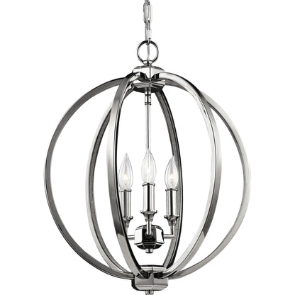 Corinne Globe Pendant by Generation Lighting in polished nickel. Made from unique in a modern style.