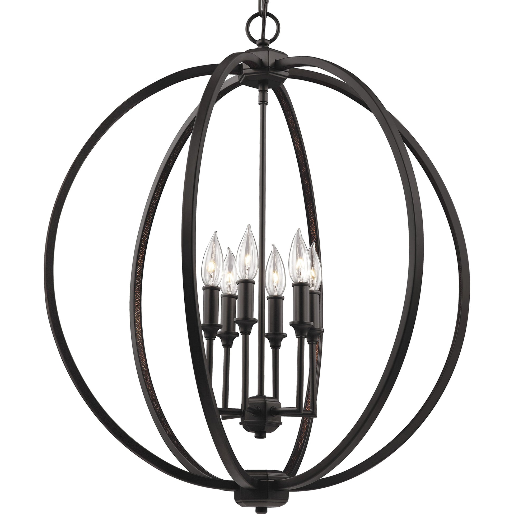 Corinne Globe Pendant by Generation Lighting in polished nickel. Made from unique in a modern style.