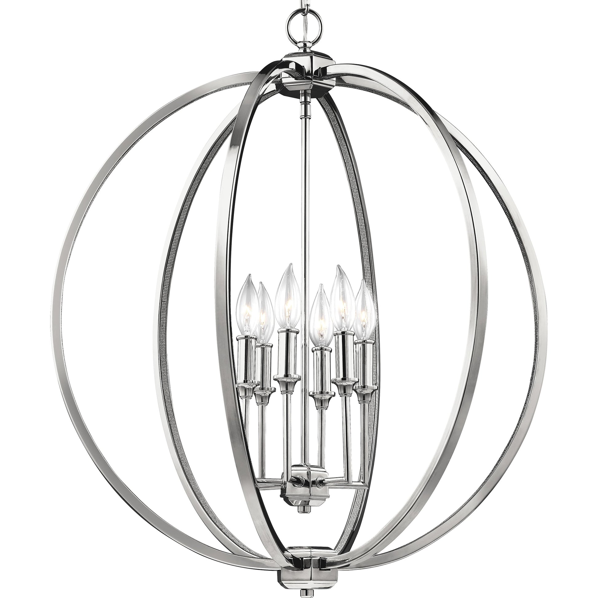 Corinne Globe Pendant by Generation Lighting in polished nickel. Made from unique in a modern style.