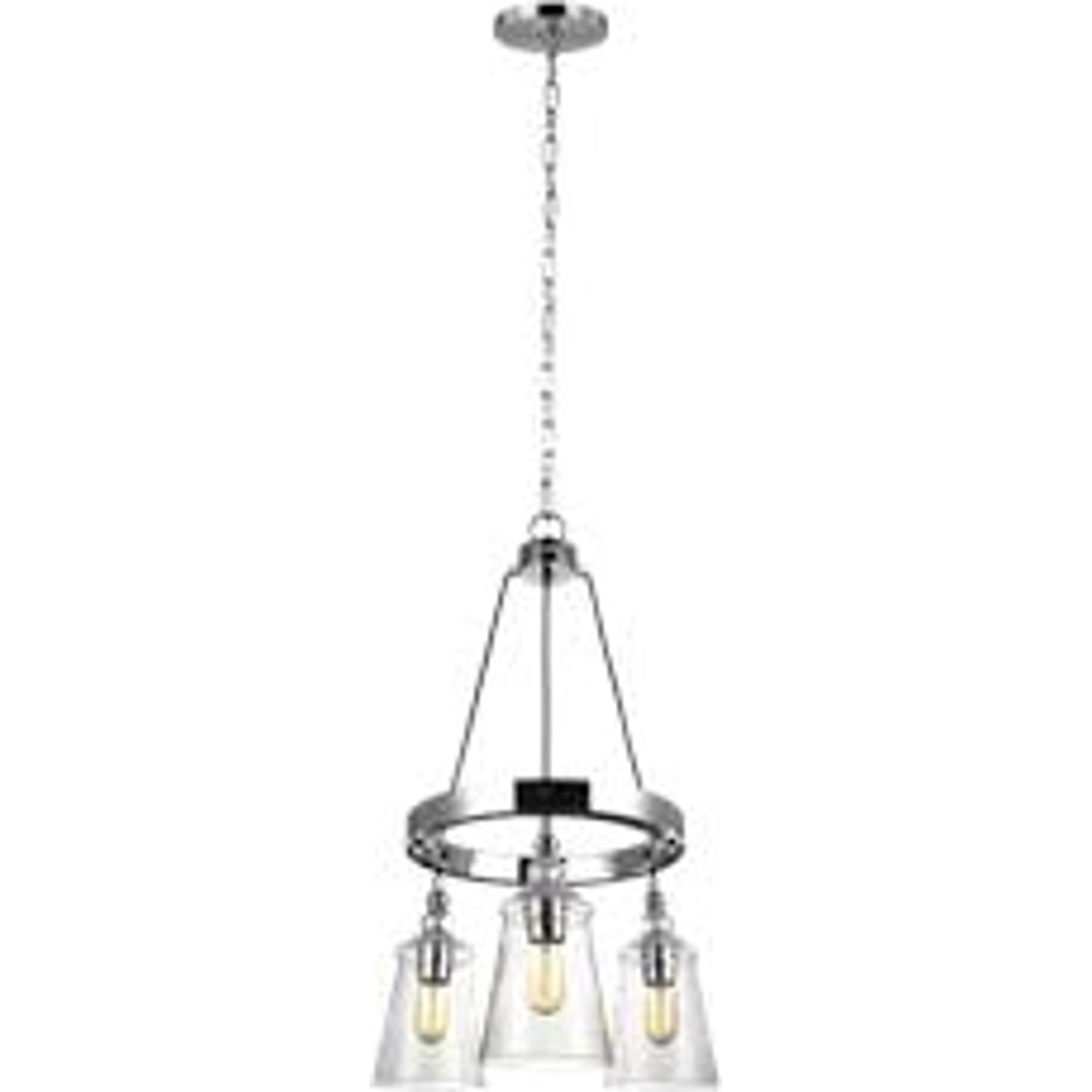 Loras Chandelier by Generation Lighting in dark weathered iron. Made from steel in a modern style.