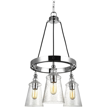 Loras Chandelier by Generation Lighting in dark weathered iron. Made from steel in a modern style.