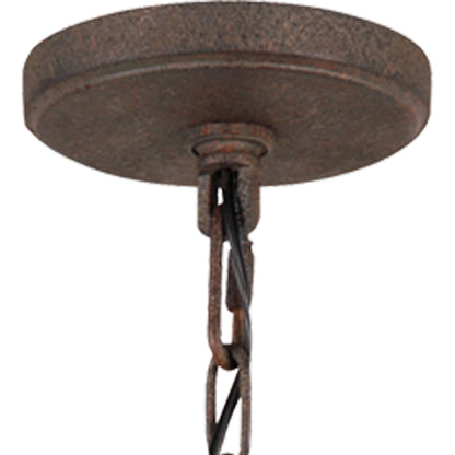 Loras Chandelier by Generation Lighting in dark weathered iron. Made from steel in a modern style.