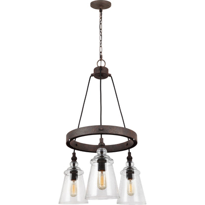 Loras Chandelier by Generation Lighting in dark weathered iron. Made from steel in a modern style.