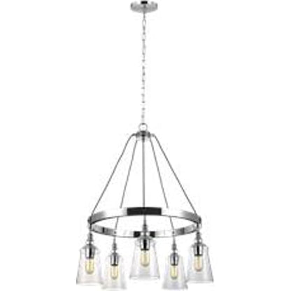 Loras Chandelier by Generation Lighting in dark weathered iron. Made from steel in a modern style.