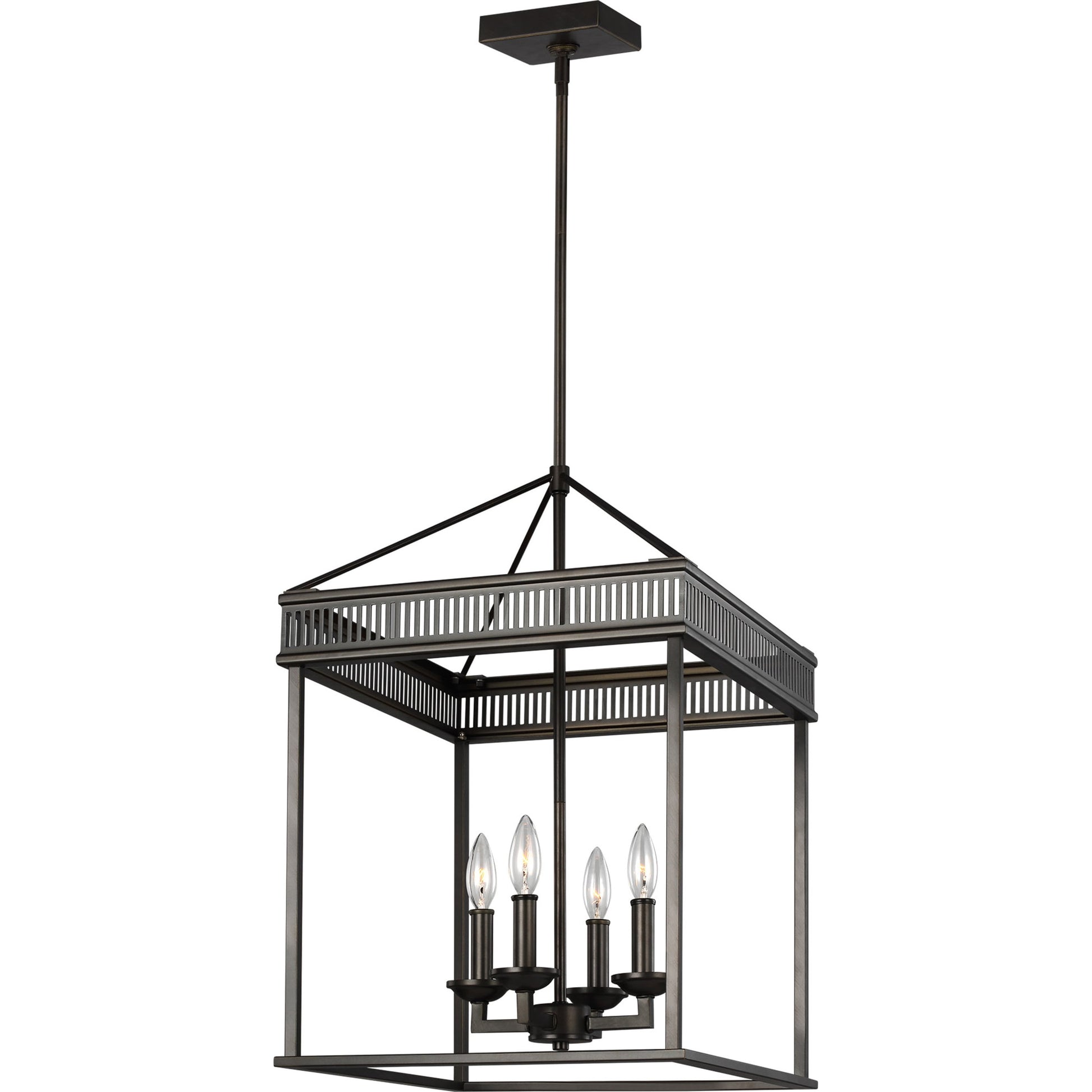 Woodruff Chandelier by Generation Lighting in polished nickel. Made from steel in a traditional style.