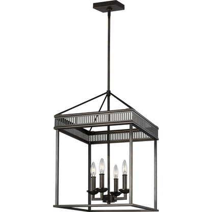 Woodruff Chandelier by Generation Lighting in polished nickel. Made from steel in a traditional style.