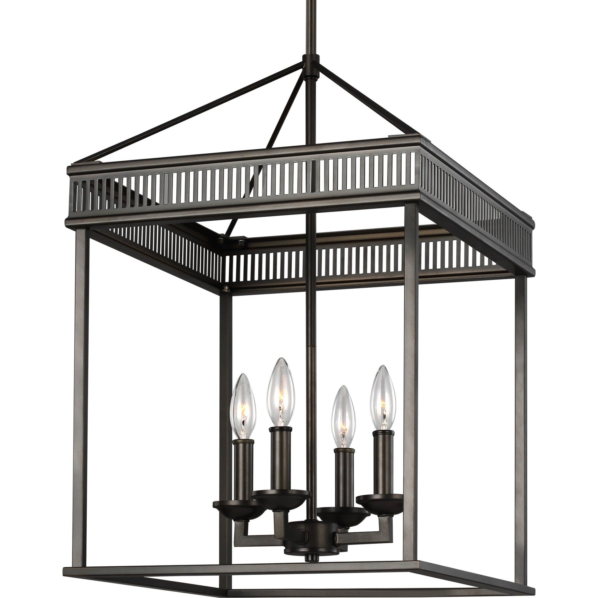 Woodruff Chandelier by Generation Lighting in polished nickel. Made from steel in a traditional style.