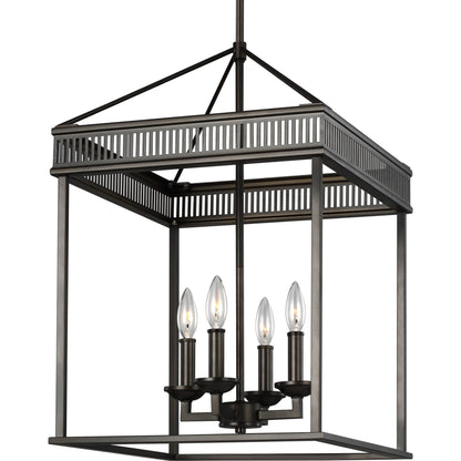 Woodruff Chandelier by Generation Lighting in polished nickel. Made from steel in a traditional style.