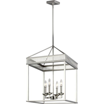 Woodruff Chandelier by Generation Lighting in polished nickel. Made from steel in a traditional style.