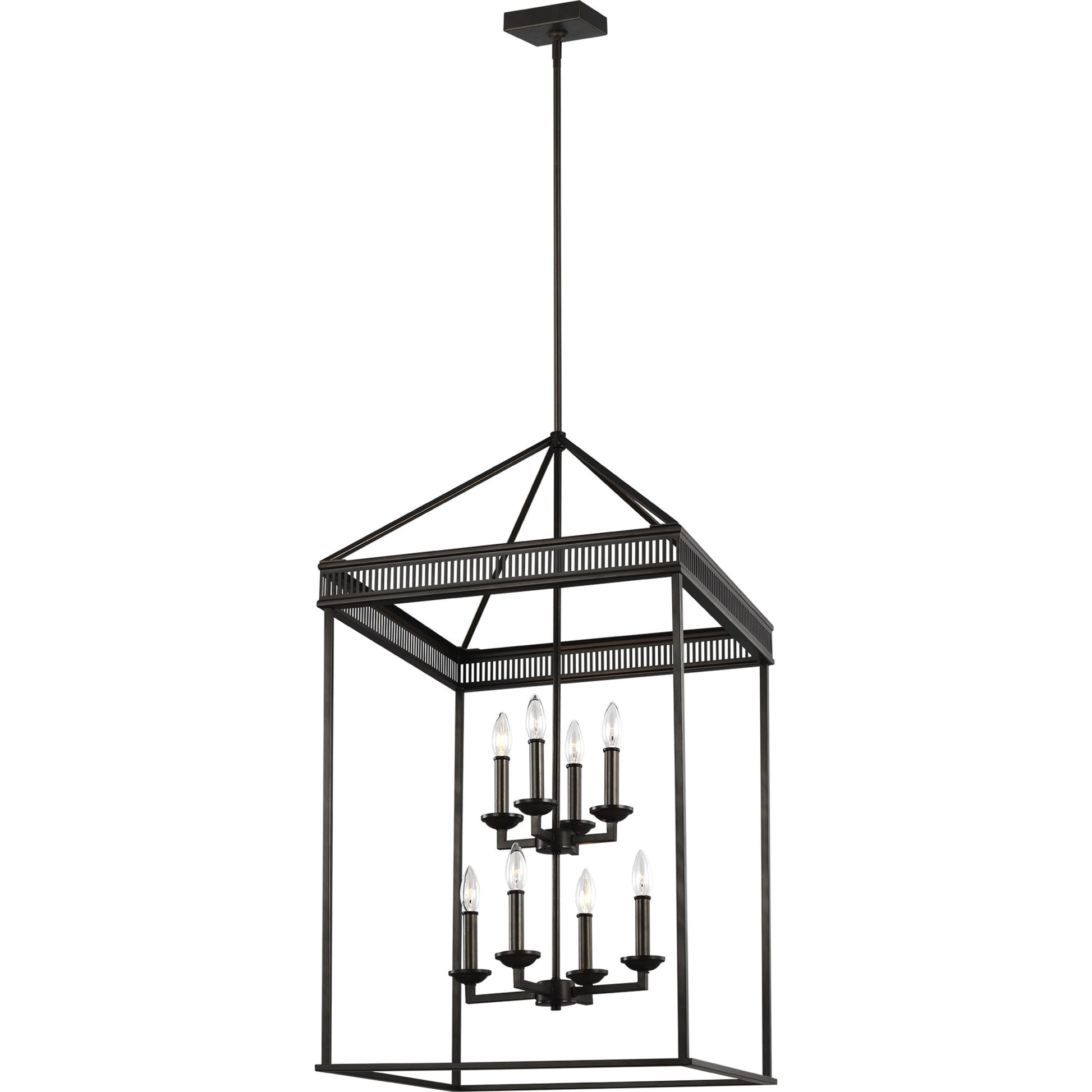 Woodruff Chandelier by Generation Lighting in polished nickel. Made from steel in a traditional style.