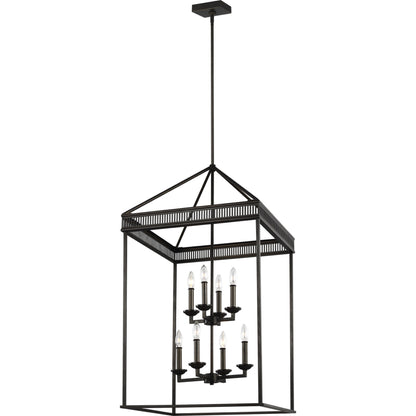 Woodruff Chandelier by Generation Lighting in polished nickel. Made from steel in a traditional style.