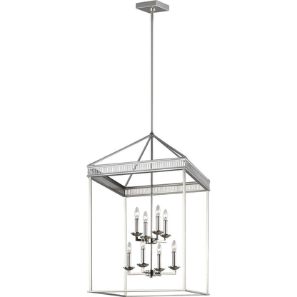 Woodruff Chandelier by Generation Lighting in polished nickel. Made from steel in a traditional style.