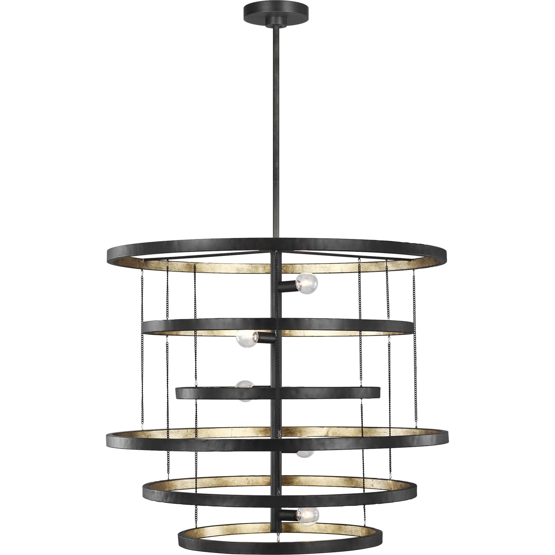 Celeste Chandelier by Generation Lighting in aged iron. Made from steel in a modern style.