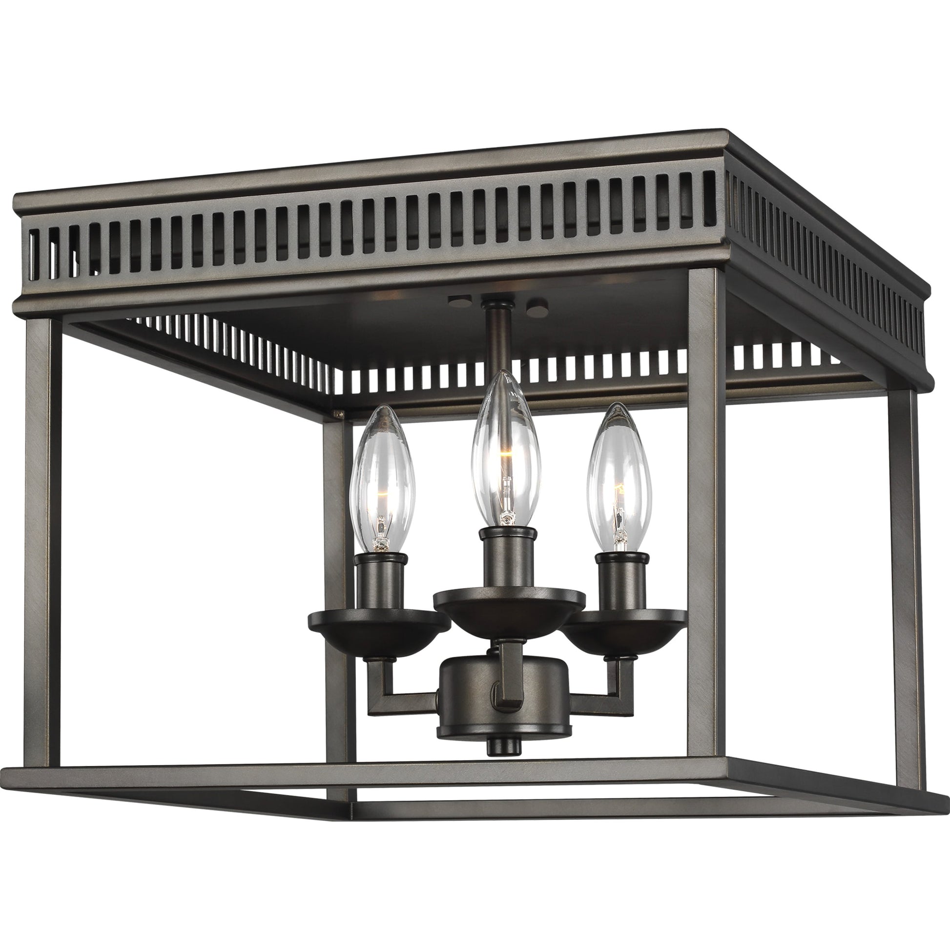 Woodruff Flush Mount by Generation Lighting in polished nickel. Made from steel in a traditional style.