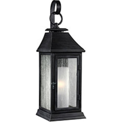 Shepherd  Sconce by Generation Lighting in dark weathered zinc. Made from stonestrong in a traditional style.