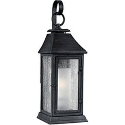 Shepherd  Sconce by Generation Lighting in dark weathered zinc. Made from stonestrong in a traditional style.
