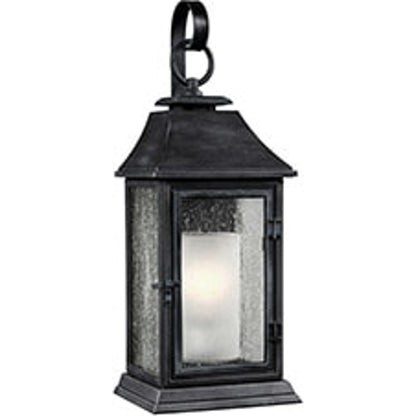 Shepherd  Sconce by Generation Lighting in dark weathered zinc. Made from stonestrong in a traditional style.