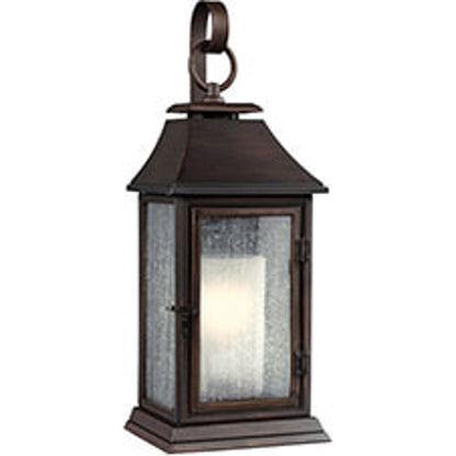 Shepherd  Sconce by Generation Lighting in dark weathered zinc. Made from stonestrong in a traditional style.
